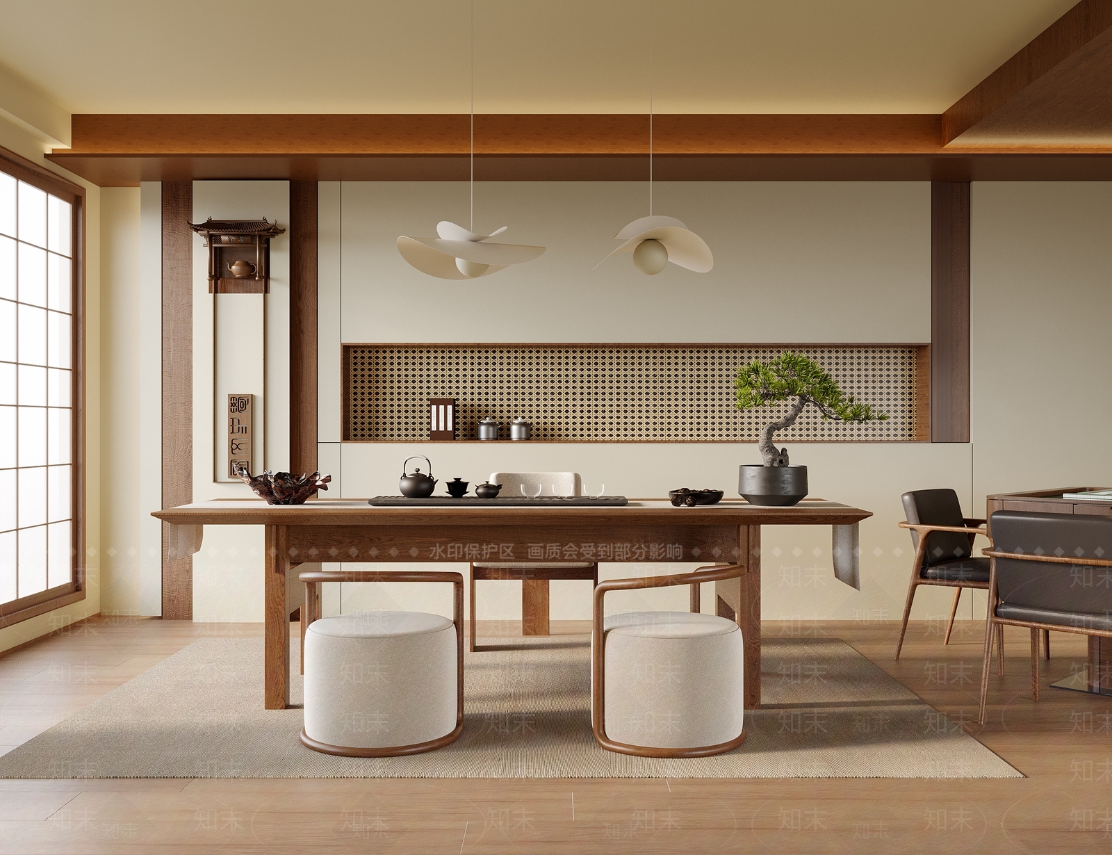 新中式中式茶室SU模型下载【ID:1202661311】