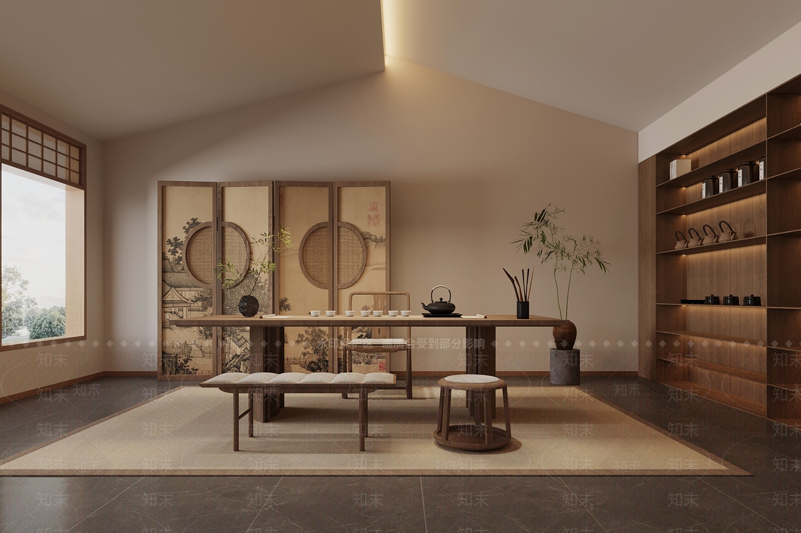 新中式茶室3D模型下载【ID:1202662444】