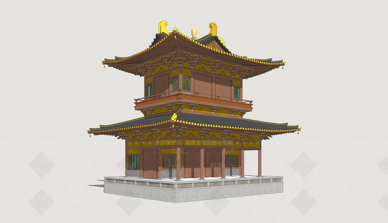 中式新中式古建筑SU模型下载【ID:1202662552】