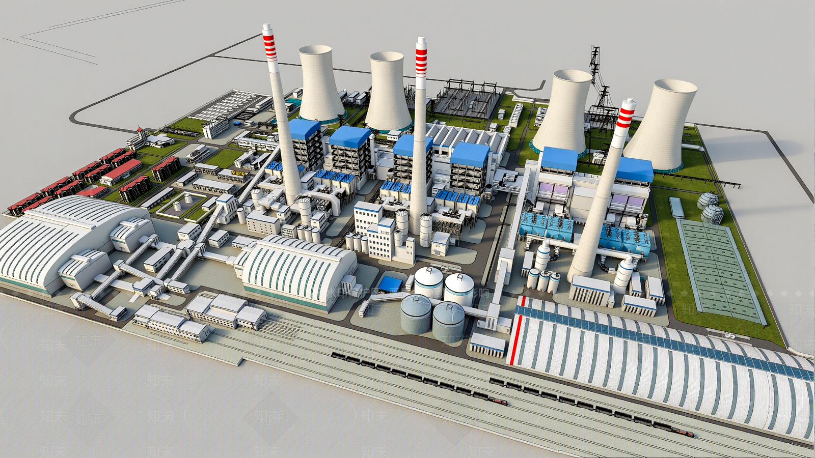 工业简约发电厂SU模型下载【ID:1202662764】