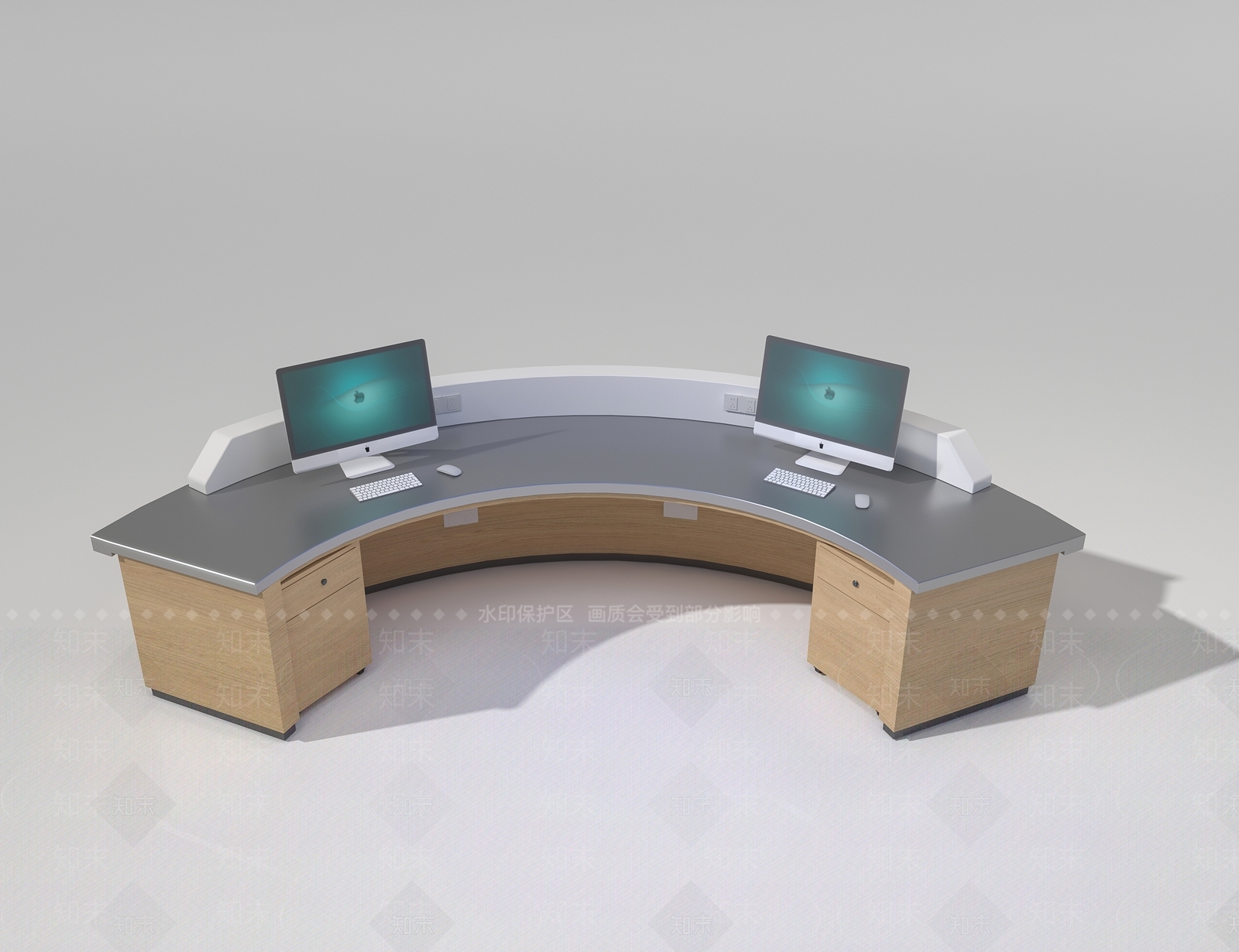 现代前台3D模型渲染效果图