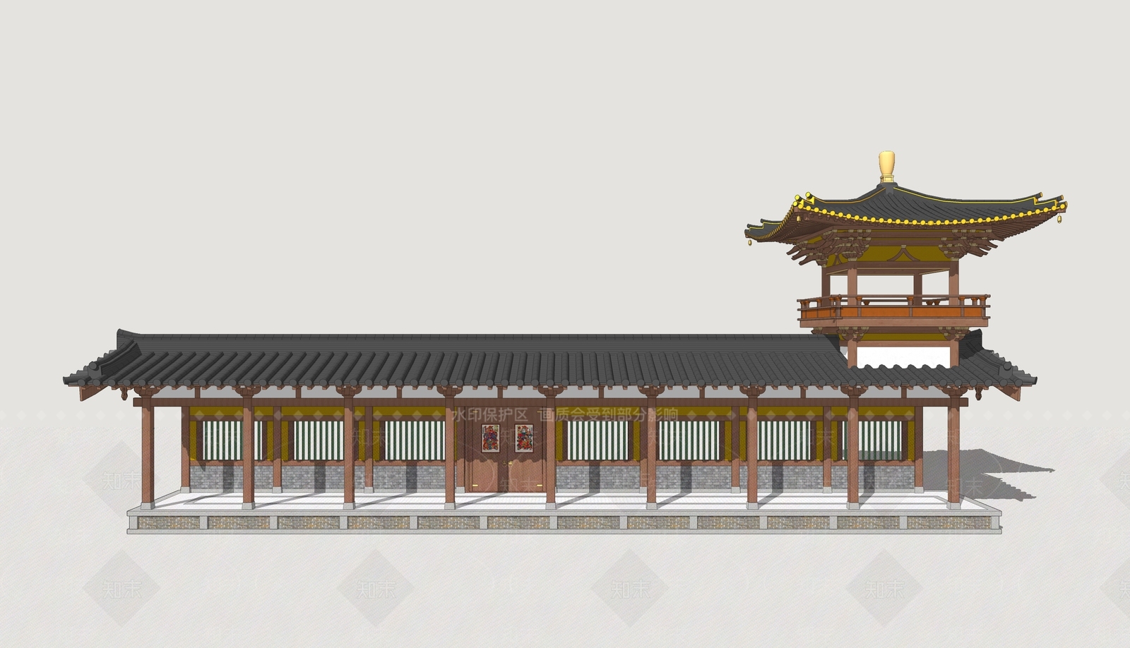 中式新中式古建筑SU模型下载【ID:1202664010】