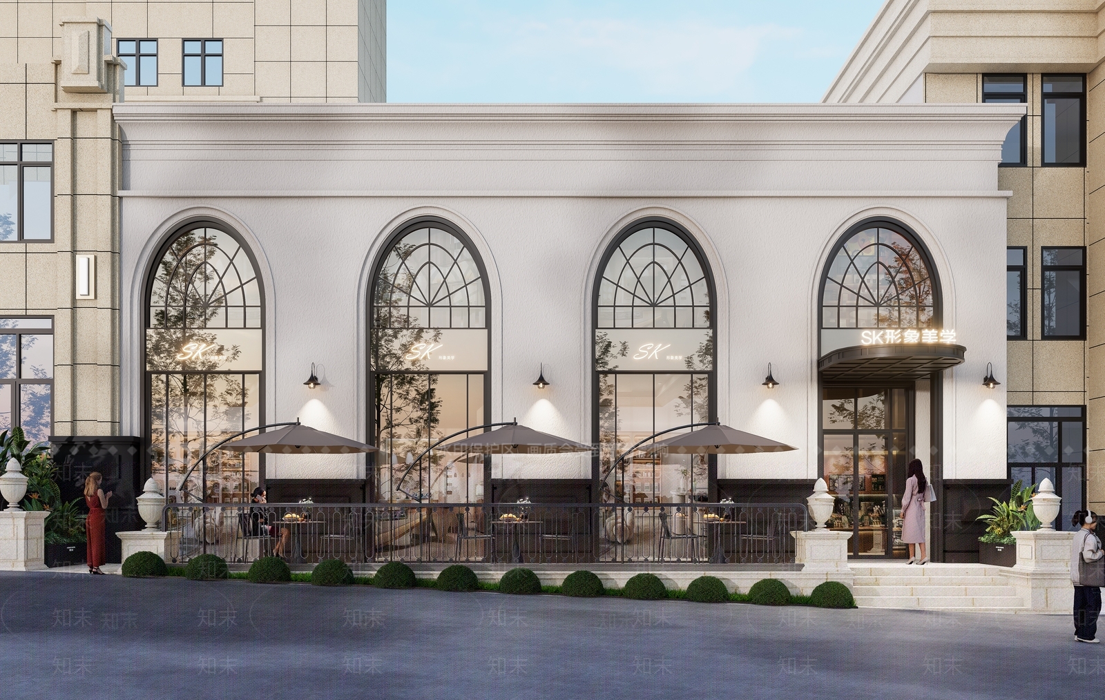 现代法式商业街SU模型下载【ID:1202664970】