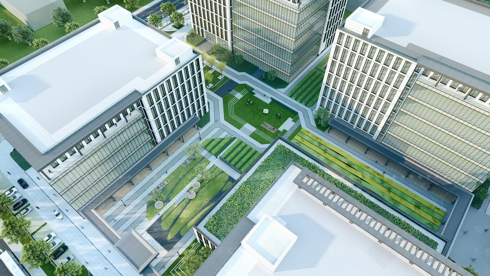 现代办公园区景观SU模型下载【ID:1202664846】