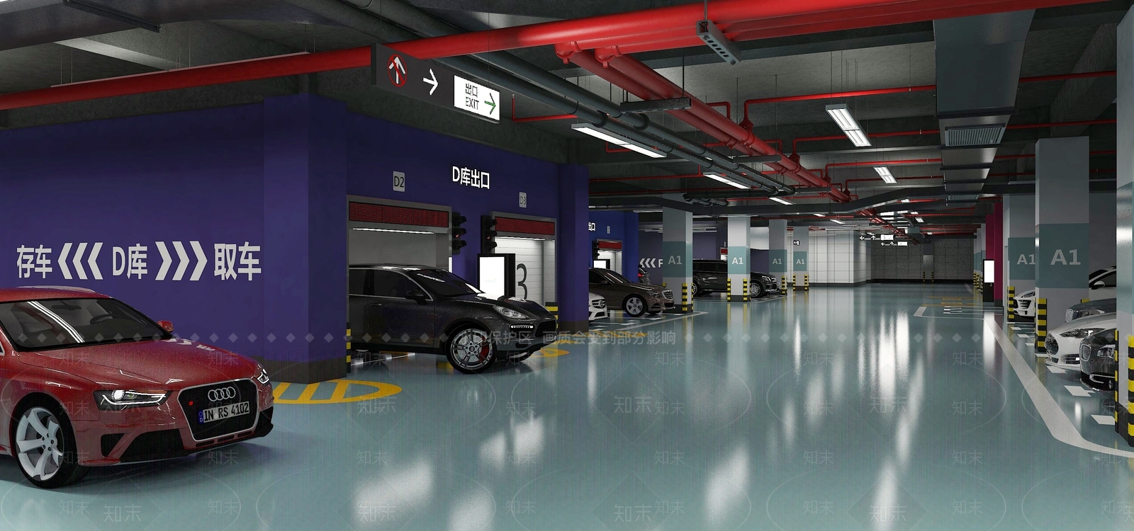 现代新中式停车场SU模型下载【ID:1202666998】