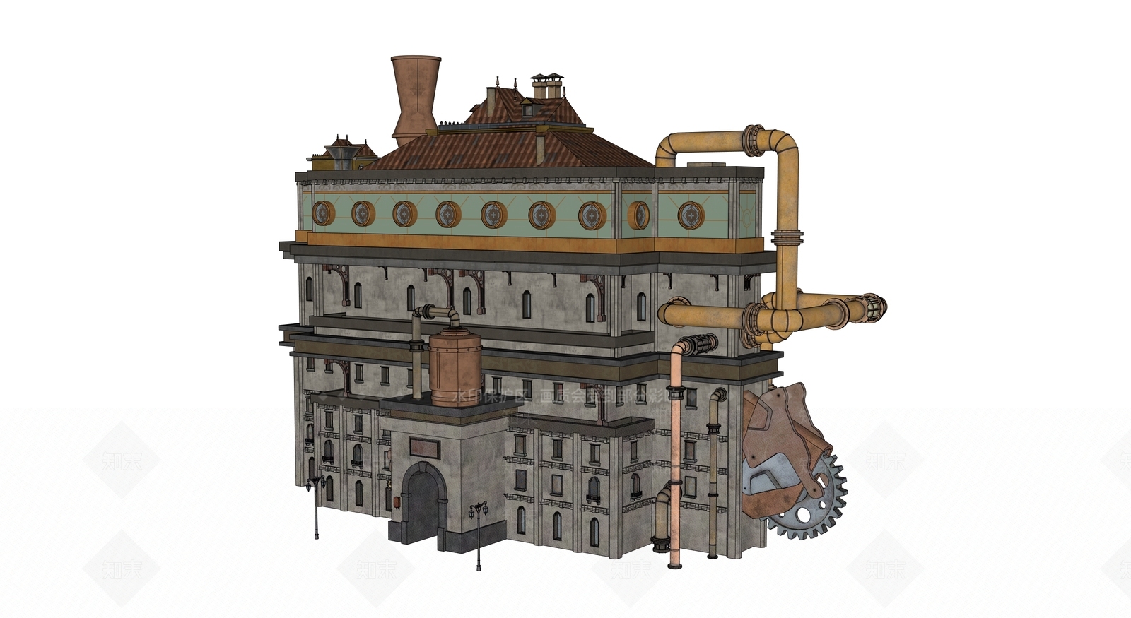 复古风格建筑SU模型下载【ID:1202688598】
