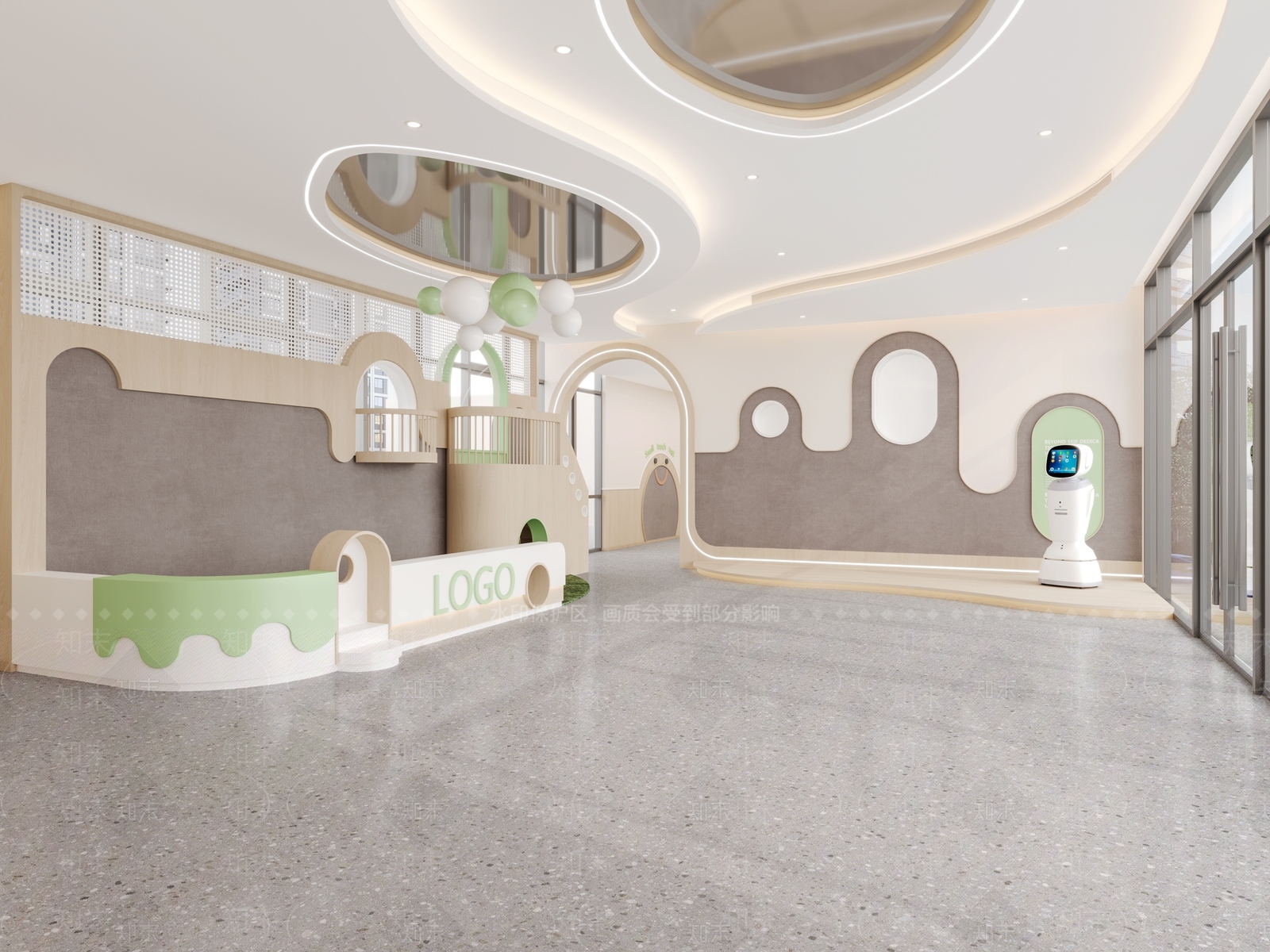 现代奶油幼儿园3D模型下载【ID:1202768593】