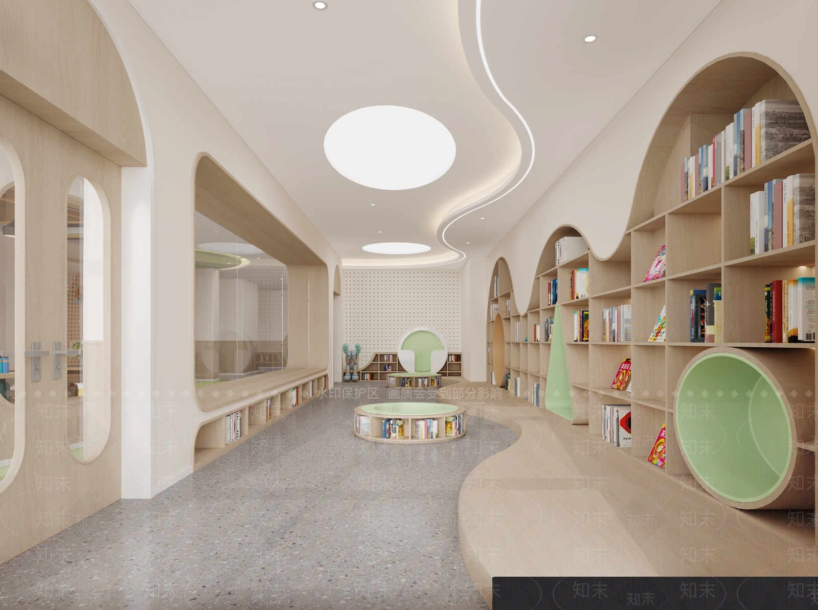 现代奶油幼儿园3D模型下载【ID:1202668012】