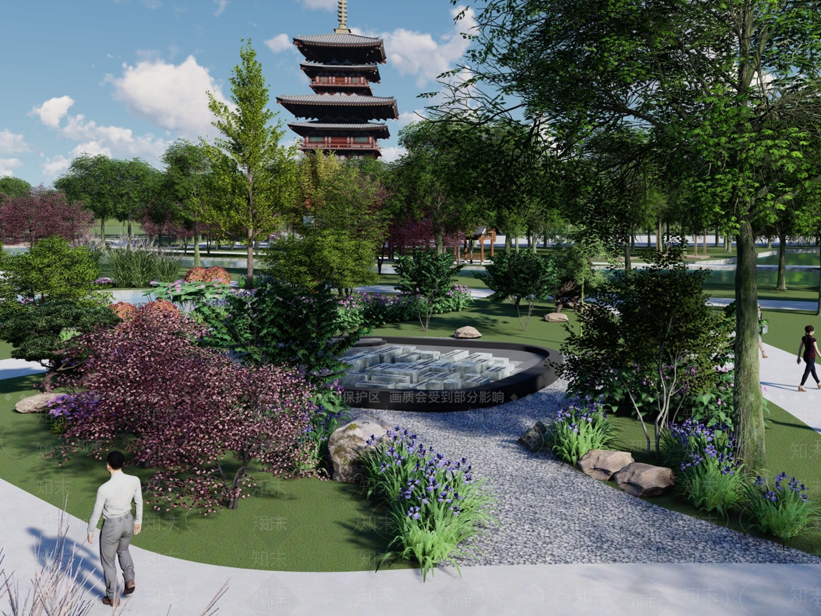 新中式现代景观公园SU模型下载【ID:1202669846】