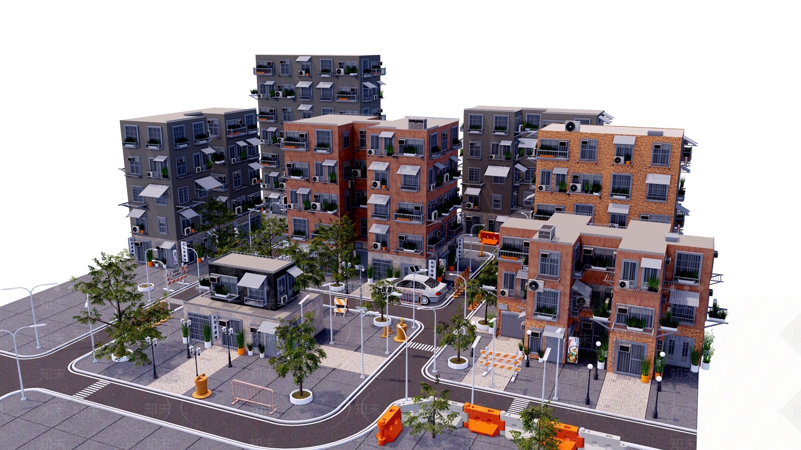 现代复古街道3D模型下载【ID:1202672472】