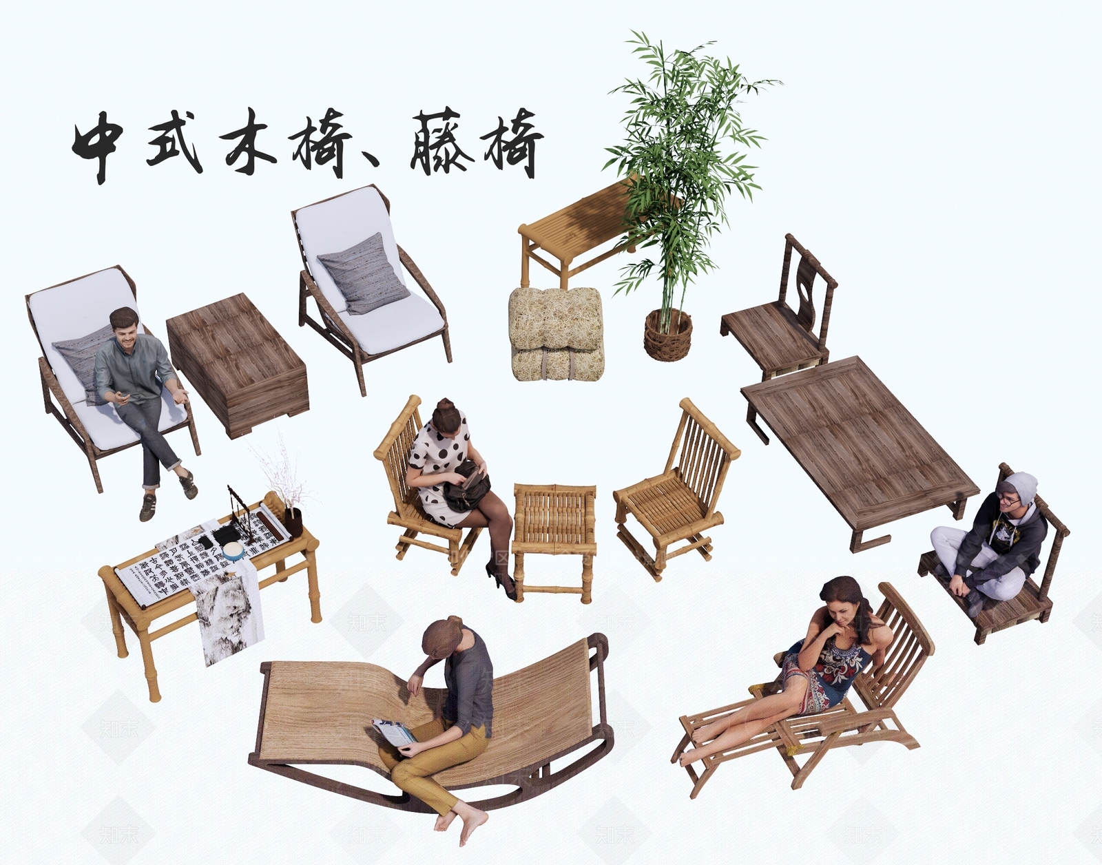 新中式现代休闲椅SU模型下载【ID:1202672496】