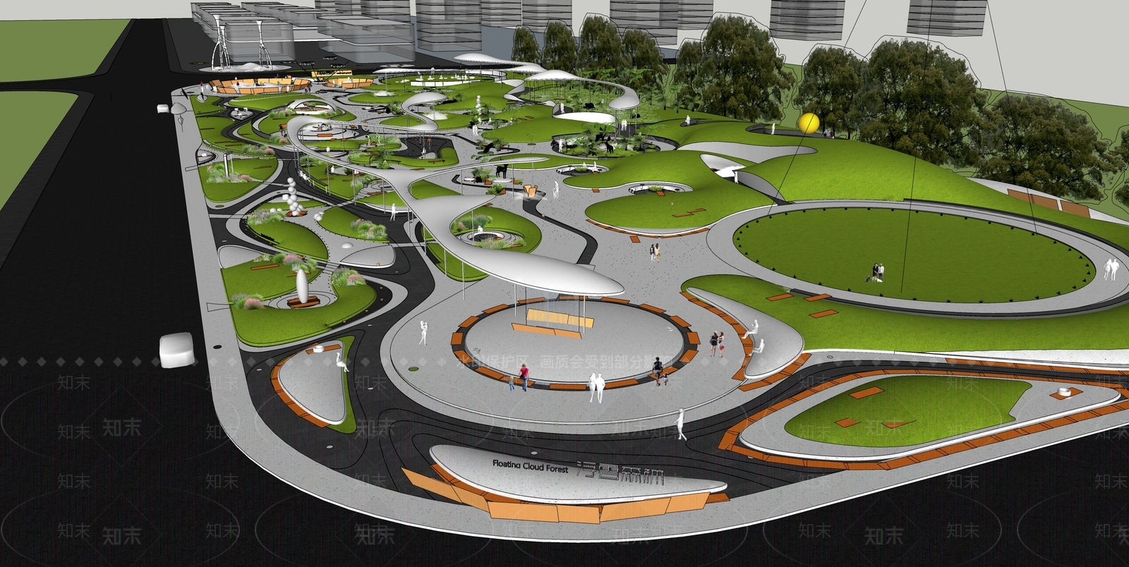 现代简约景观公园SU模型下载【ID:1202674973】