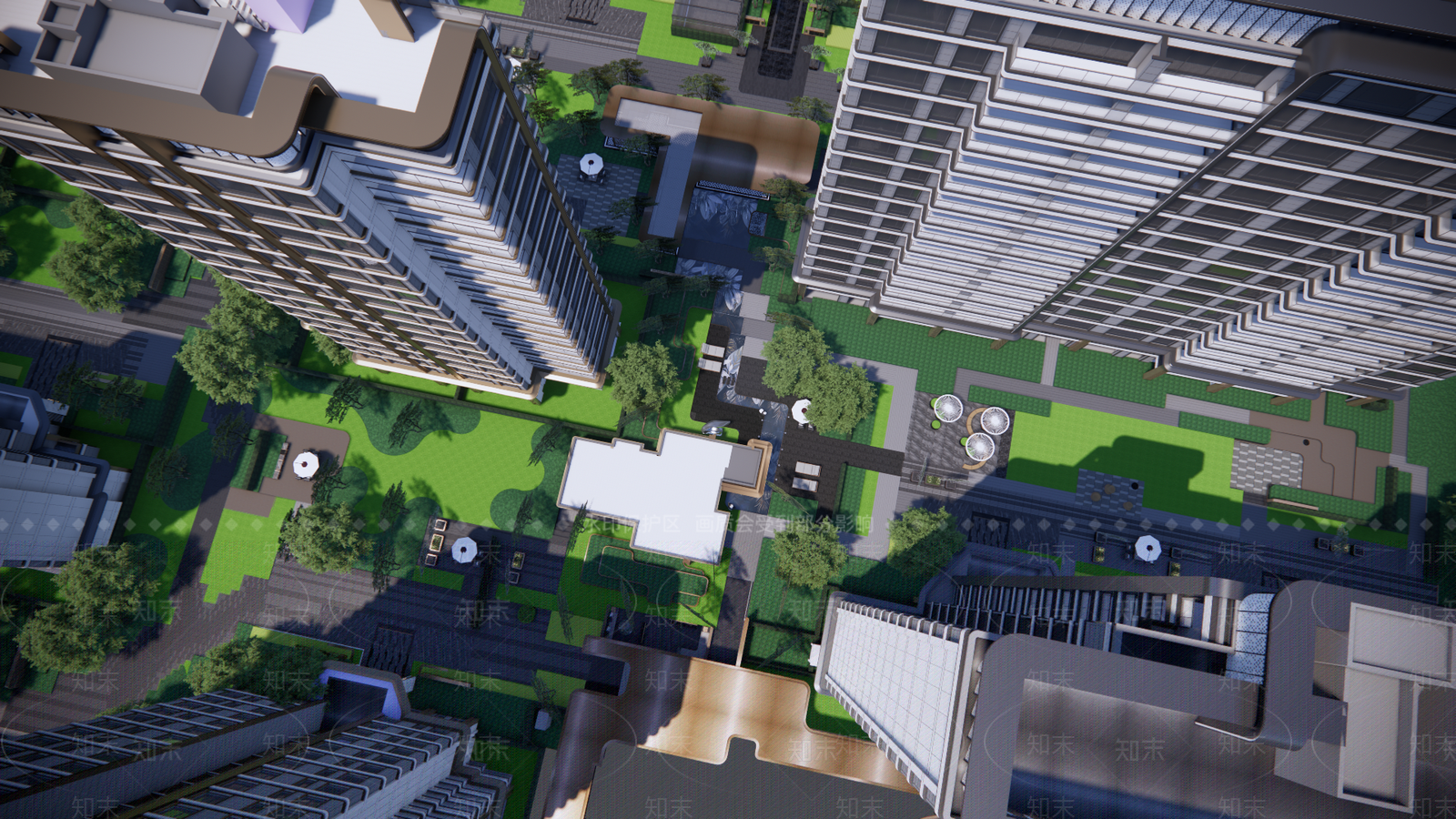 现代小区景观SU模型下载【ID:1202675568】