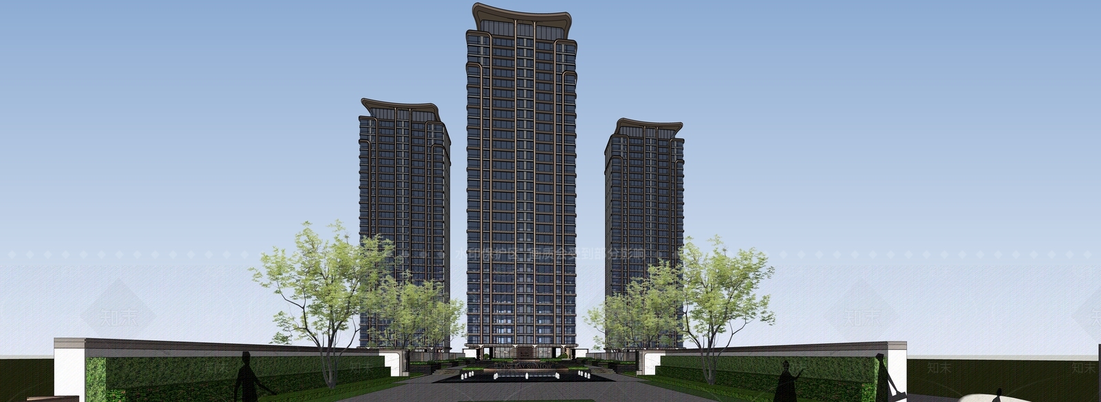 现代高层住宅SU模型下载【ID:1202679199】