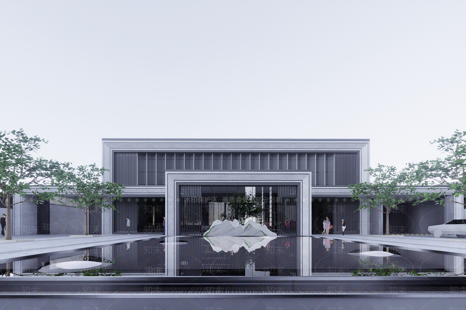 现代售楼处建筑SU模型下载【ID:1202679325】