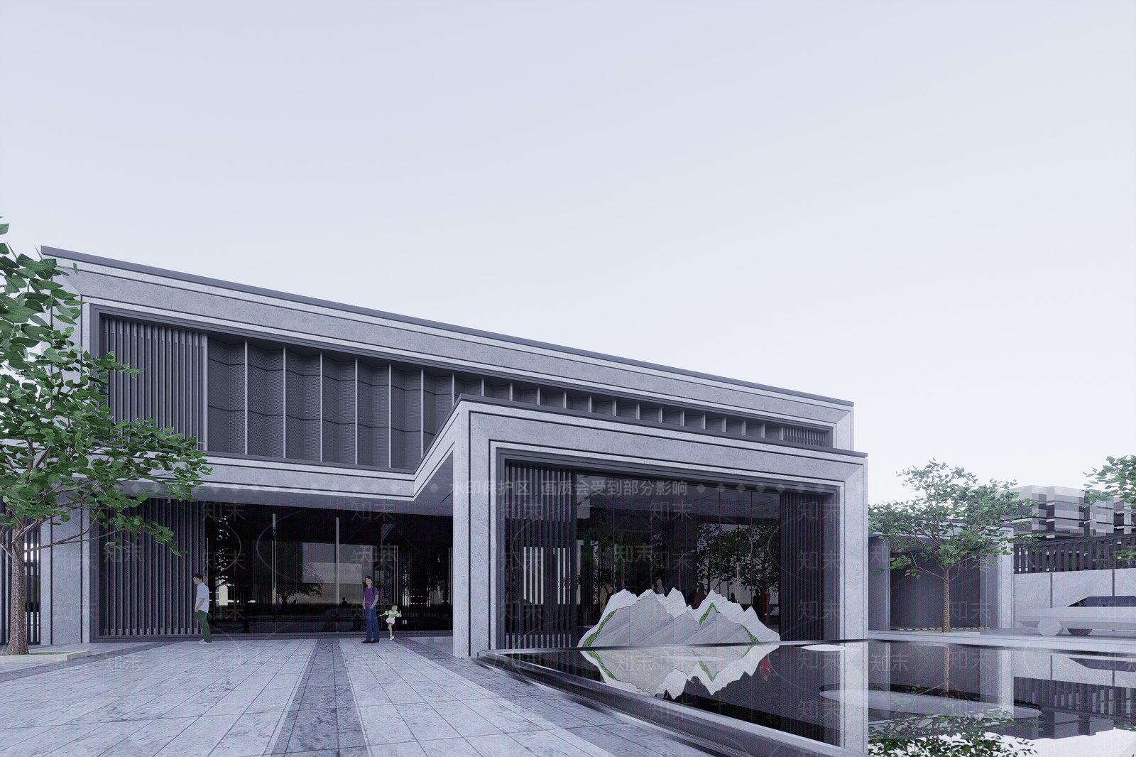 现代售楼处建筑SU模型下载【ID:1202679325】