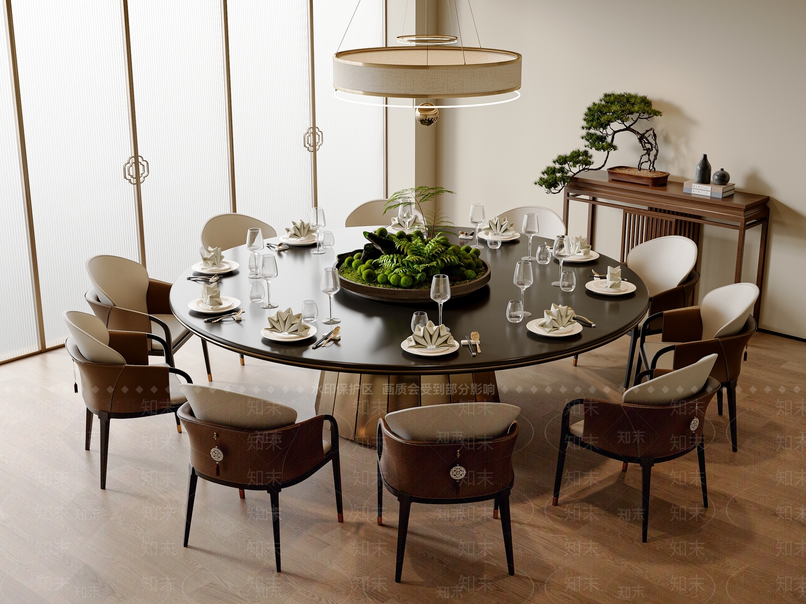 新中式中式餐桌椅3D模型下载【ID:1202682413】