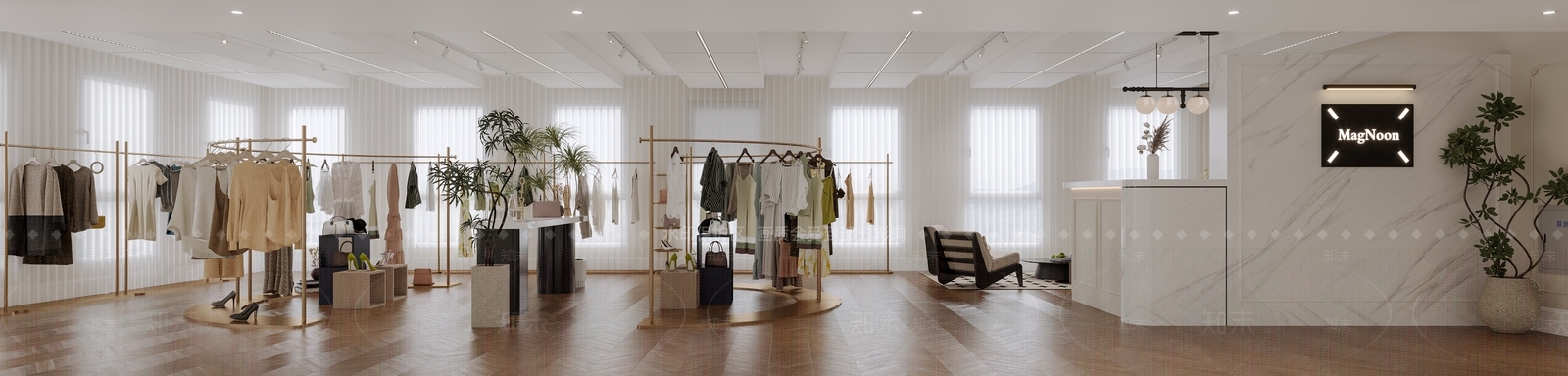 现代服装店3D模型渲染效果图