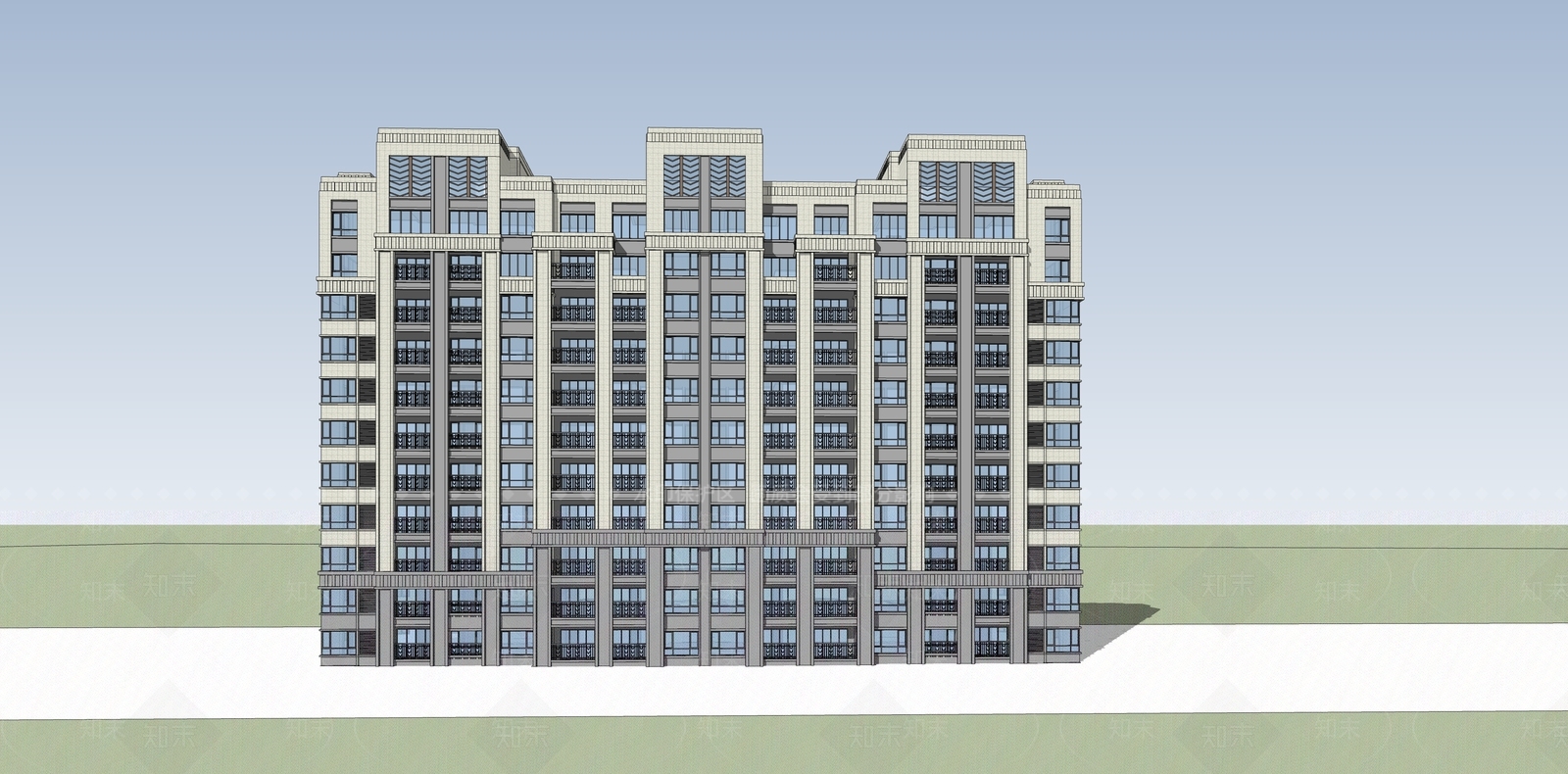 欧式多层住宅SU模型下载【ID:1202689877】