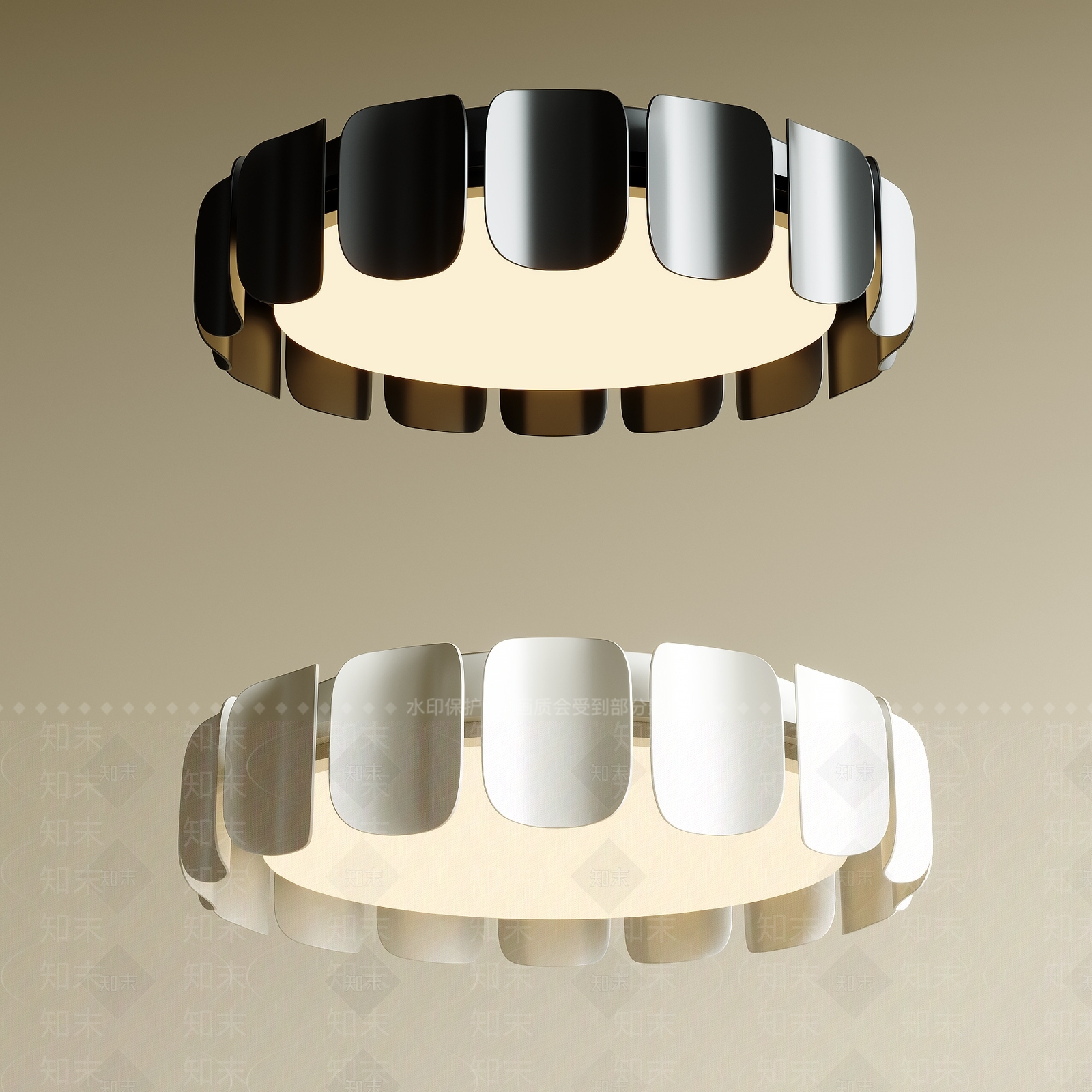 现代奶油吸顶灯3D模型下载【ID:1202691521】