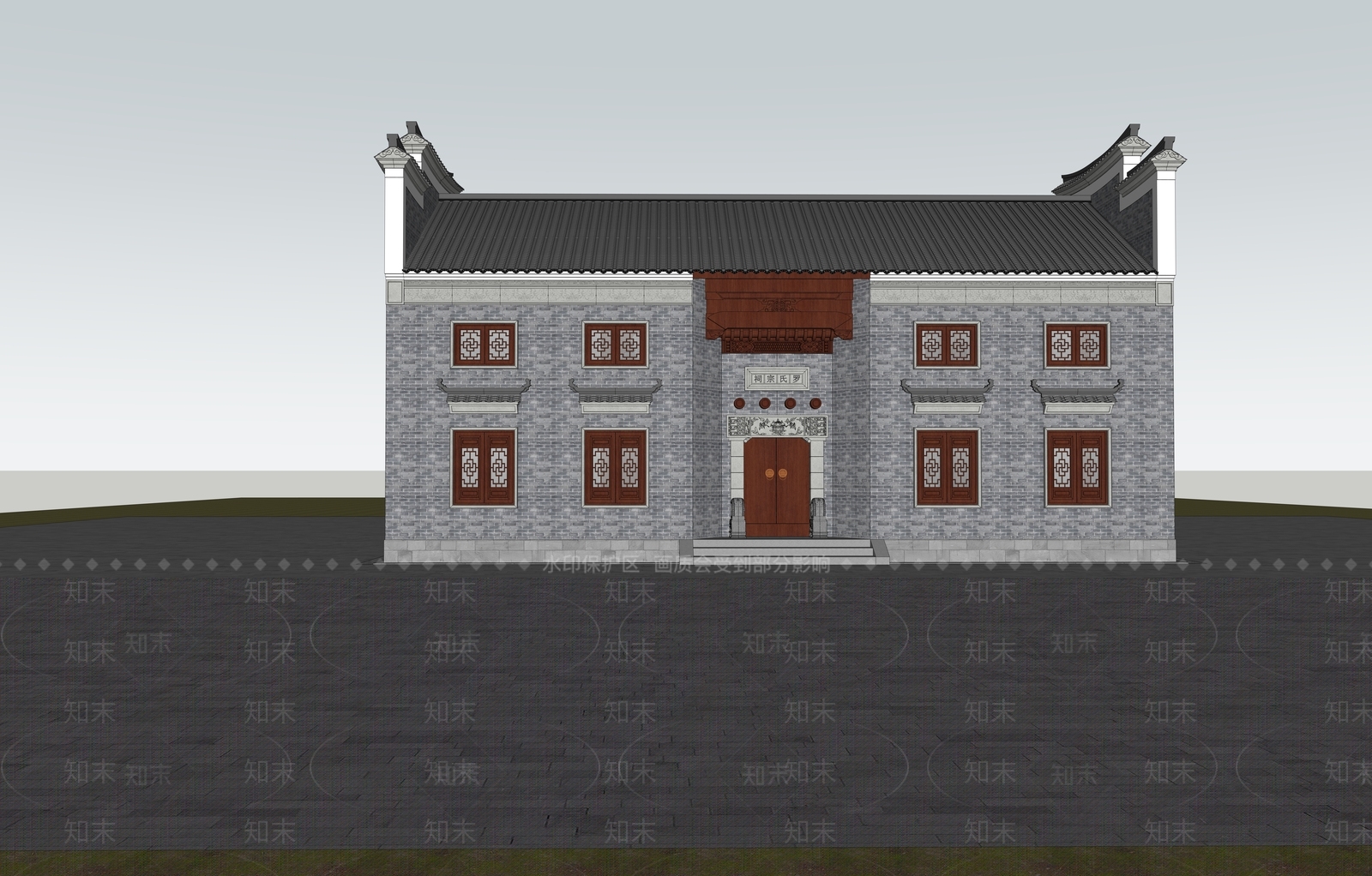 中式新中式古建筑SU模型下载【ID:1202692827】