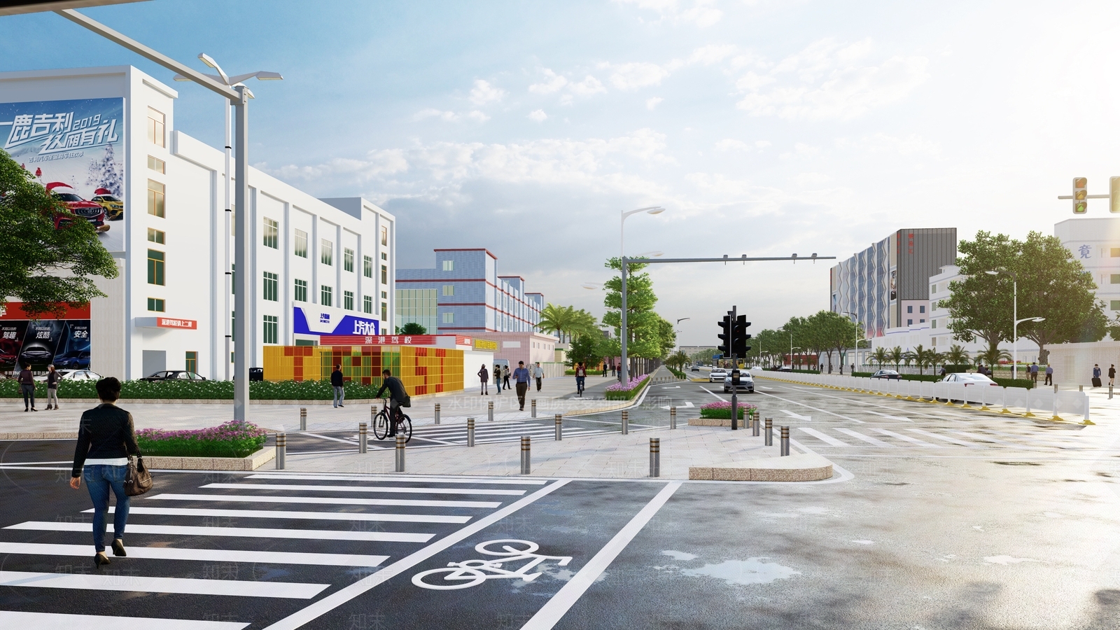 现代新中式人行道路SU模型下载【ID:1202696012】