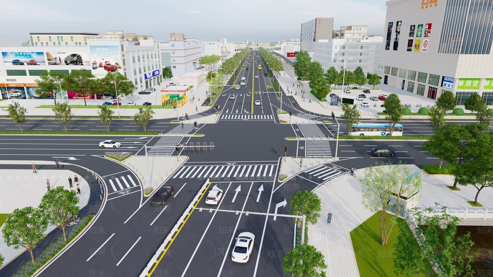 现代人行道路SU模型草图
