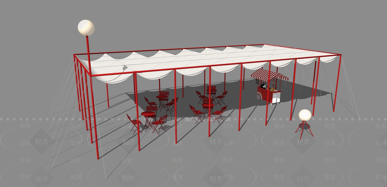 现代廊架SU模型下载【ID:1202697701】
