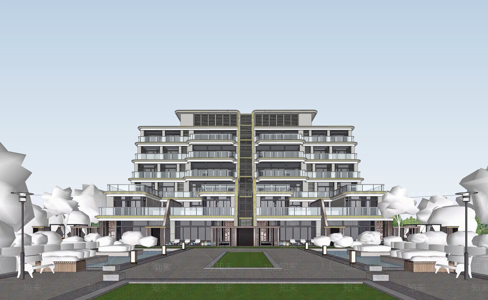现代多层住宅SU模型下载【ID:1202698080】