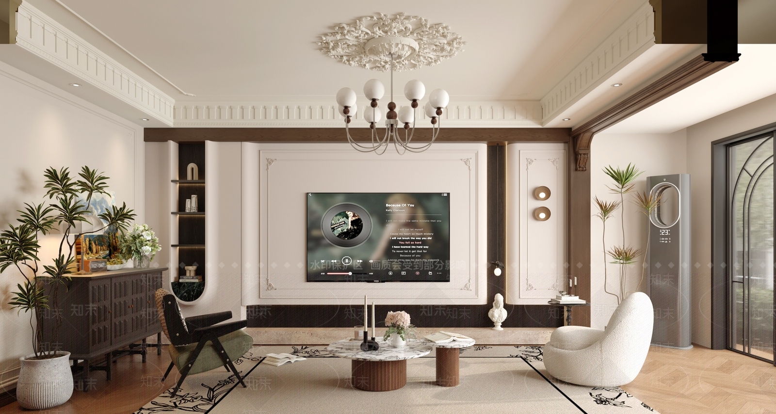 法式复古家居客厅3D模型下载【ID:1202698691】