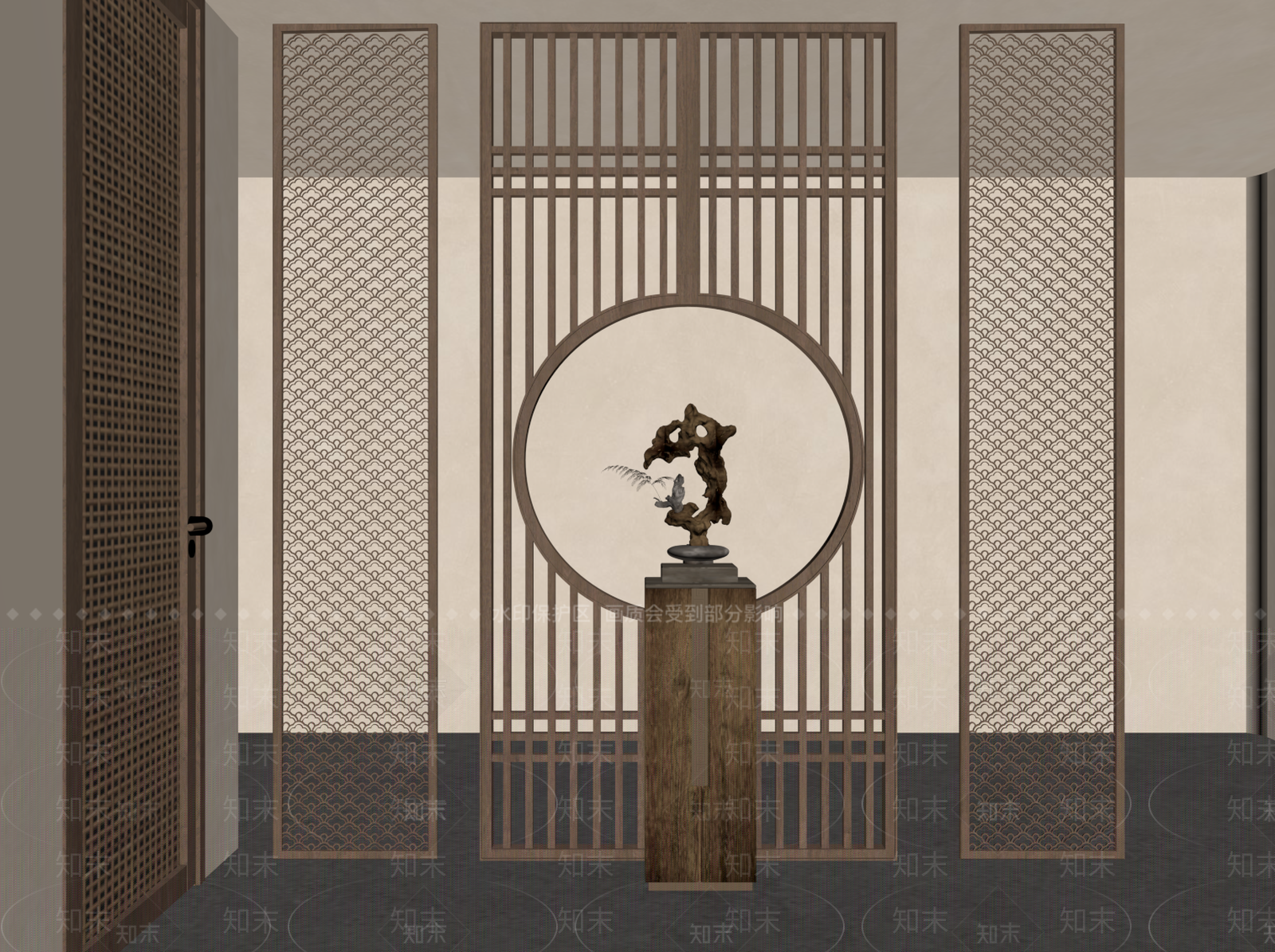 新中式玄关SU模型下载【ID:1202701974】