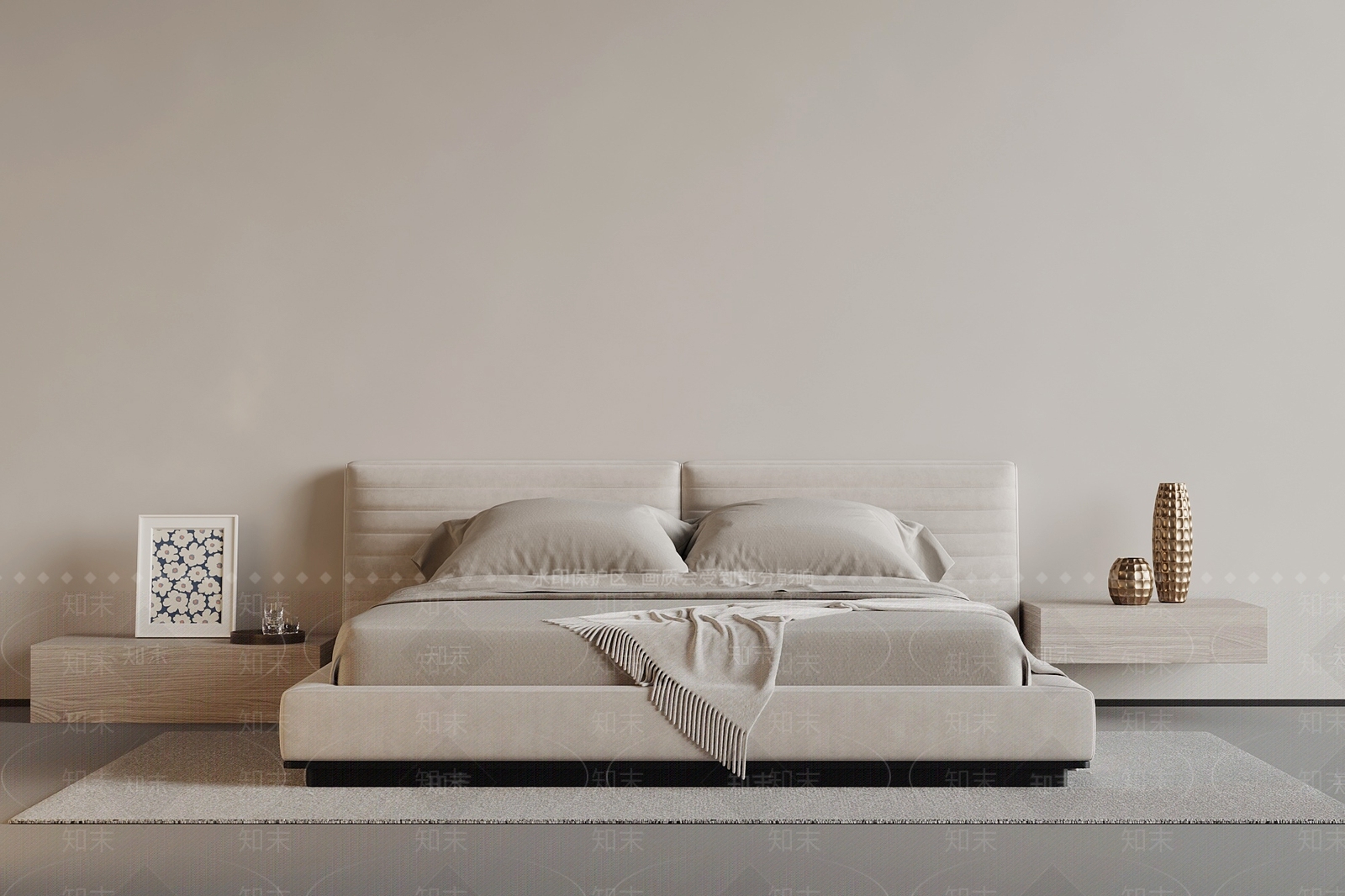 现代双人床SU模型下载【ID:1202702863】