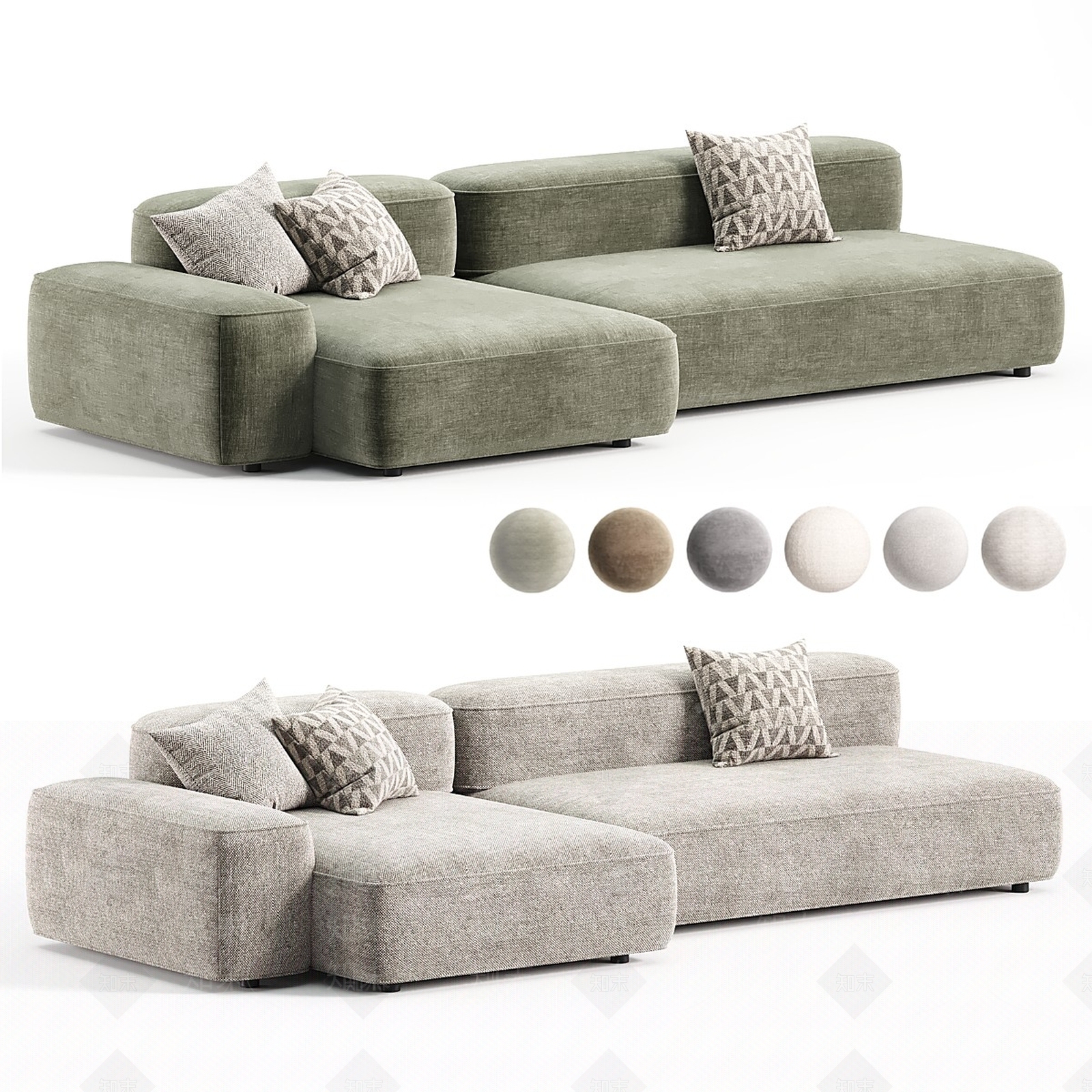 现代奶油沙发组合3D模型下载【ID:1202703581】