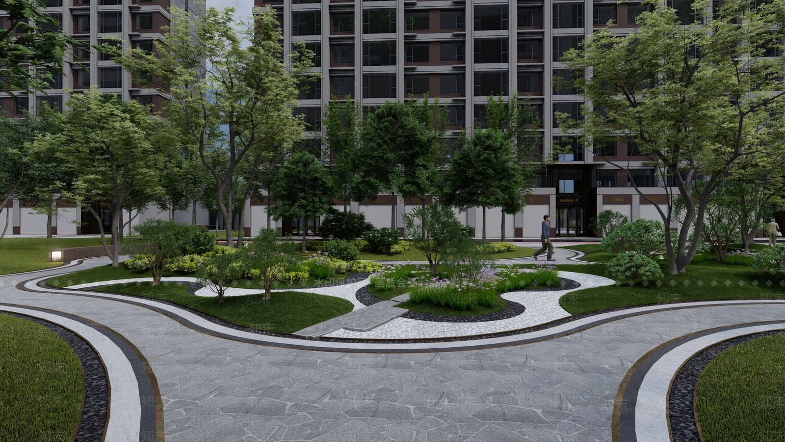 新中式现代休憩花园SU模型下载【ID:1202873858】