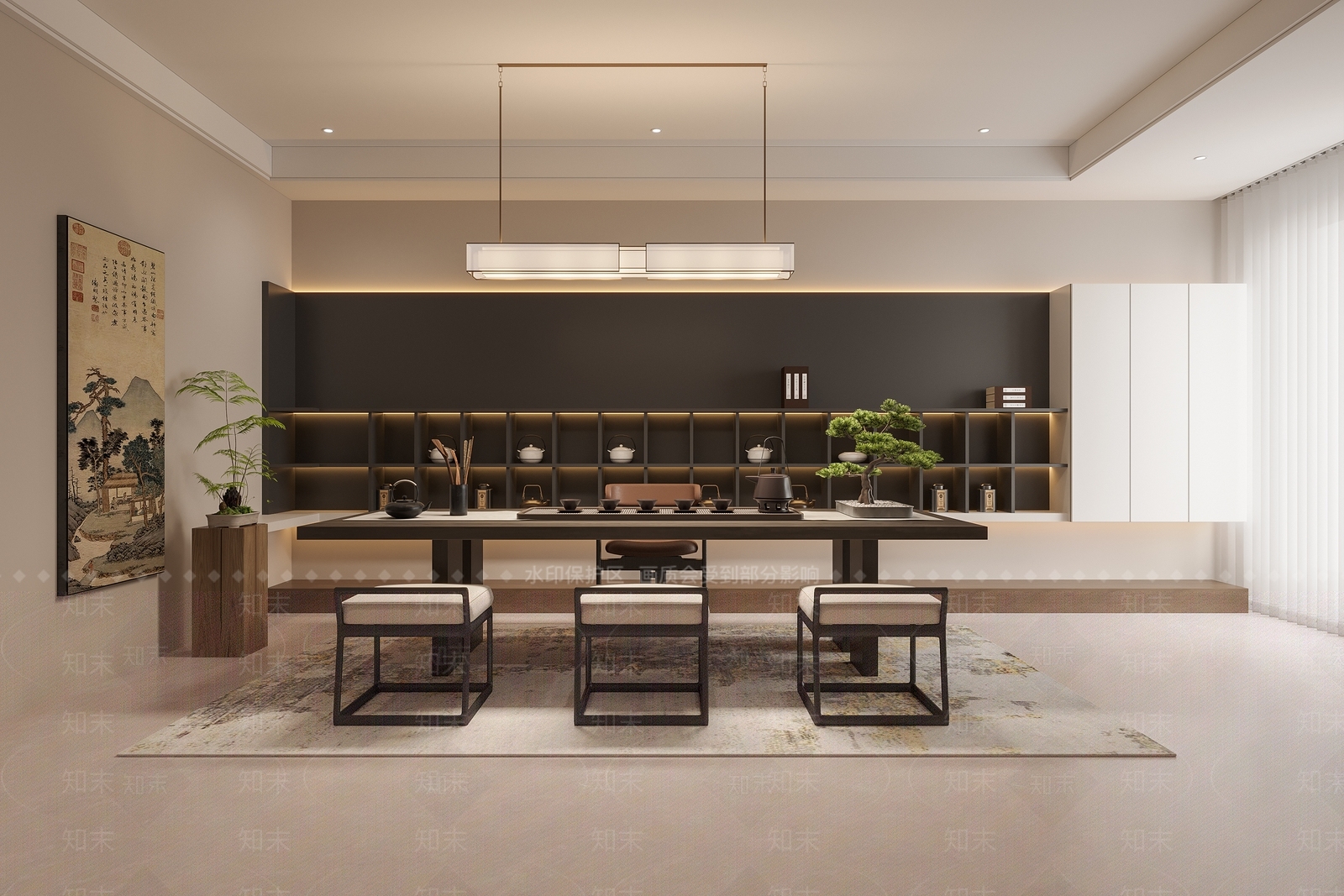 新中式现代茶室3D模型下载【ID:1202705356】