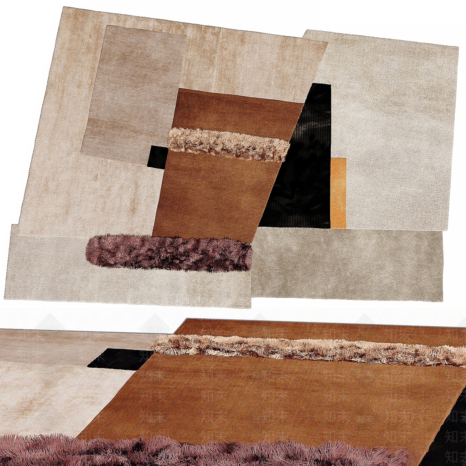 现代奶油地毯3D模型下载【ID:1202705803】