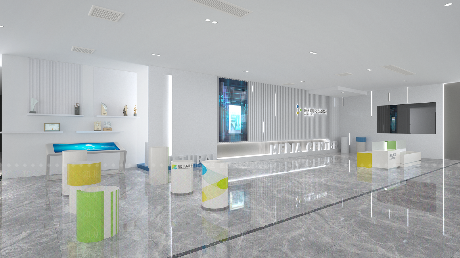 现代简约办公大厅3D模型下载【ID:1202706490】