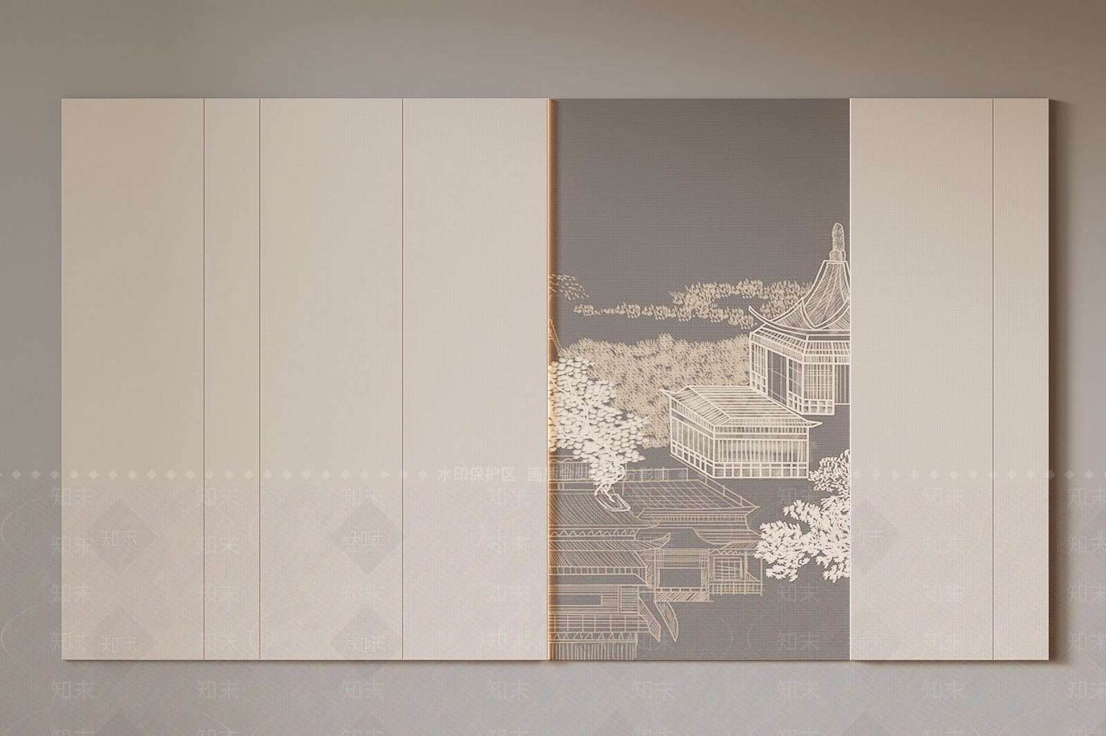 新中式沙发背景墙3D模型下载【ID:1202706418】