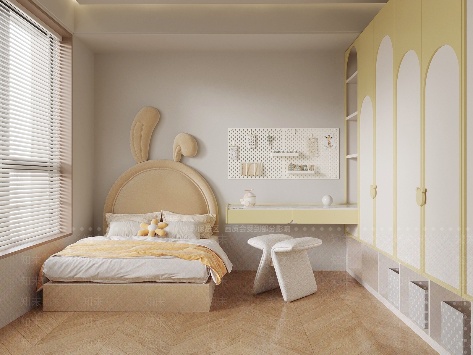 现代奶油通用儿童房3D模型下载【ID:1202707290】