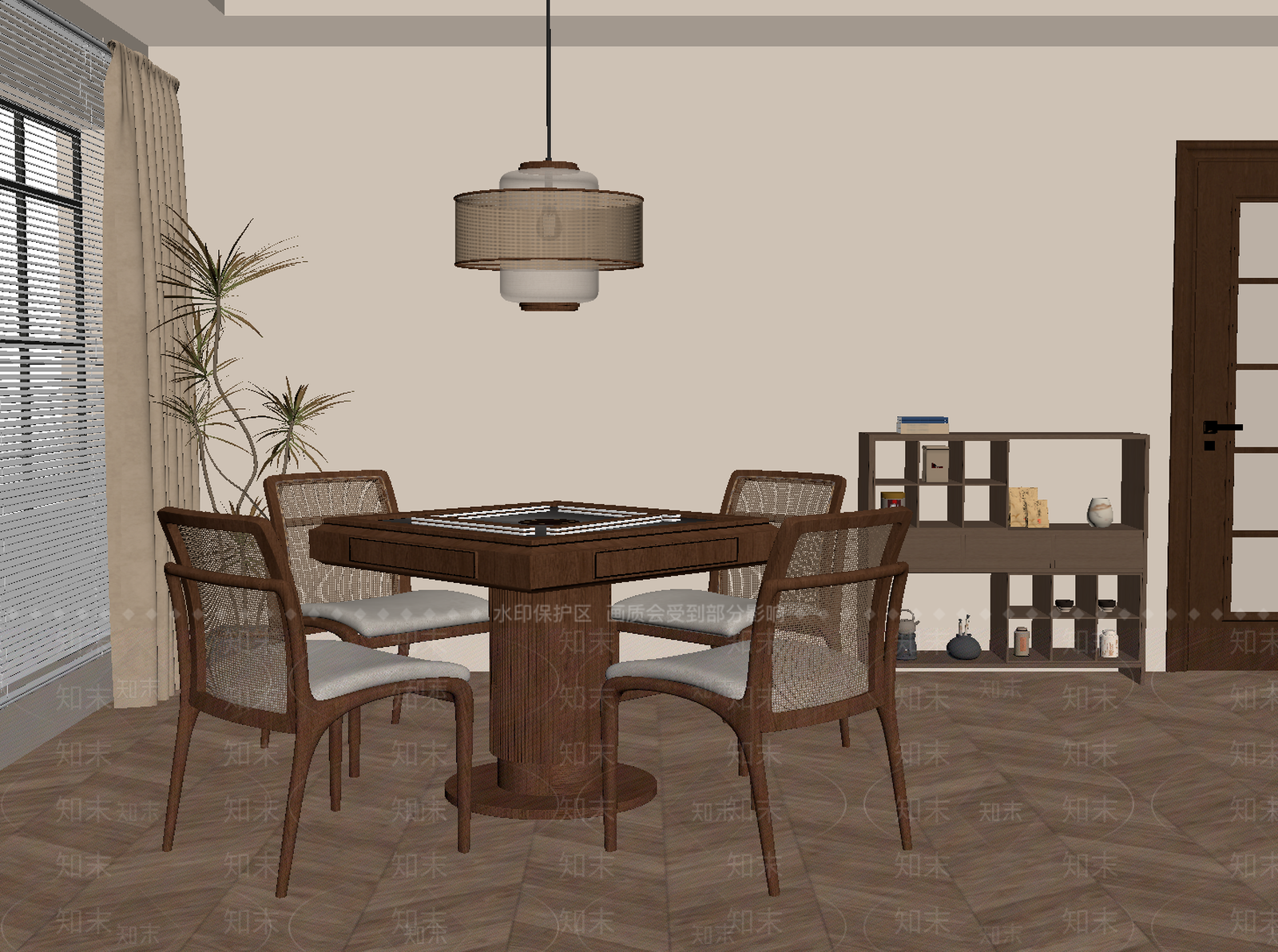 新中式棋牌室SU模型下载【ID:1202707388】