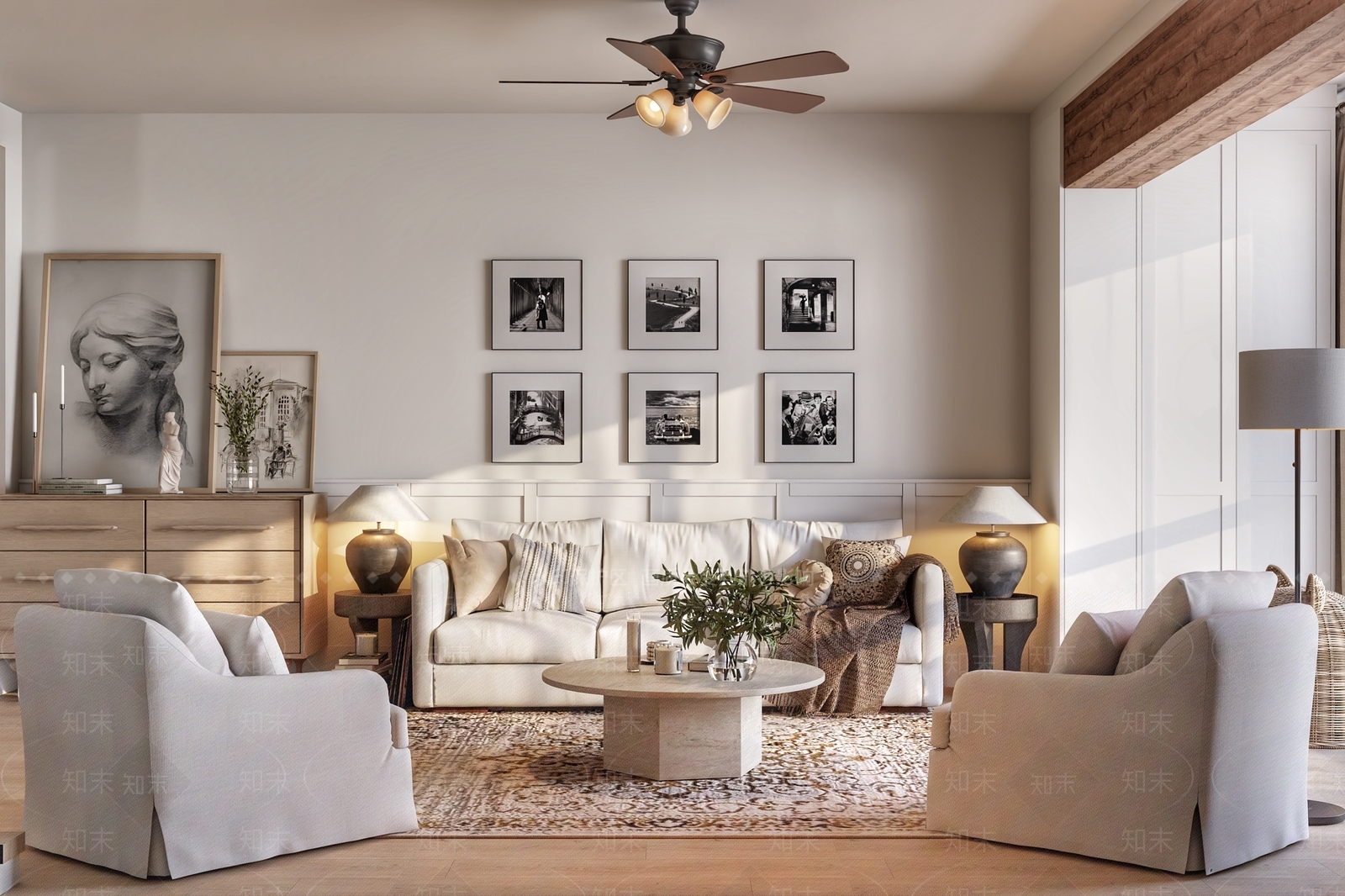 美式家居客厅3D模型下载【ID:1202803869】