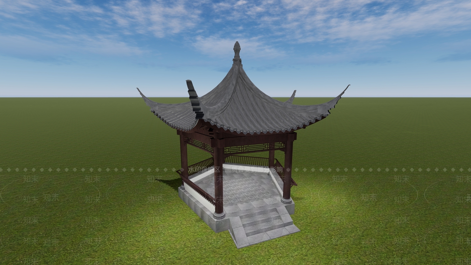 中式复古古建筑SU模型下载【ID:1202948657】