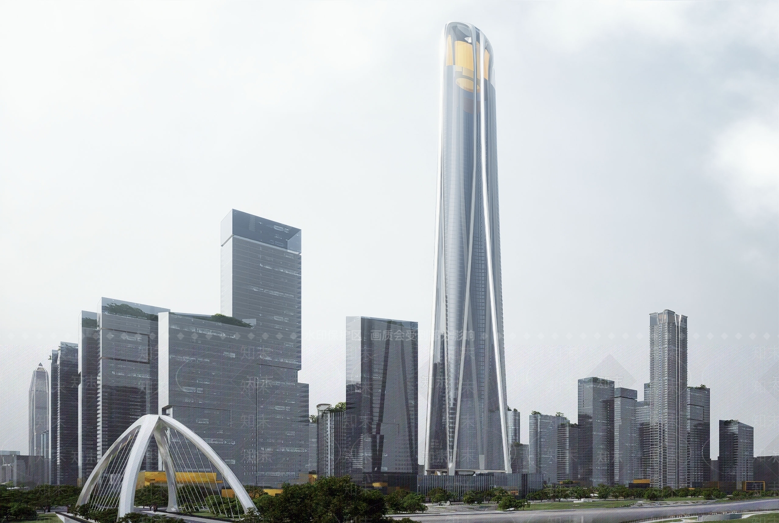 现代鸟瞰规划SU模型下载【ID:1202716604】