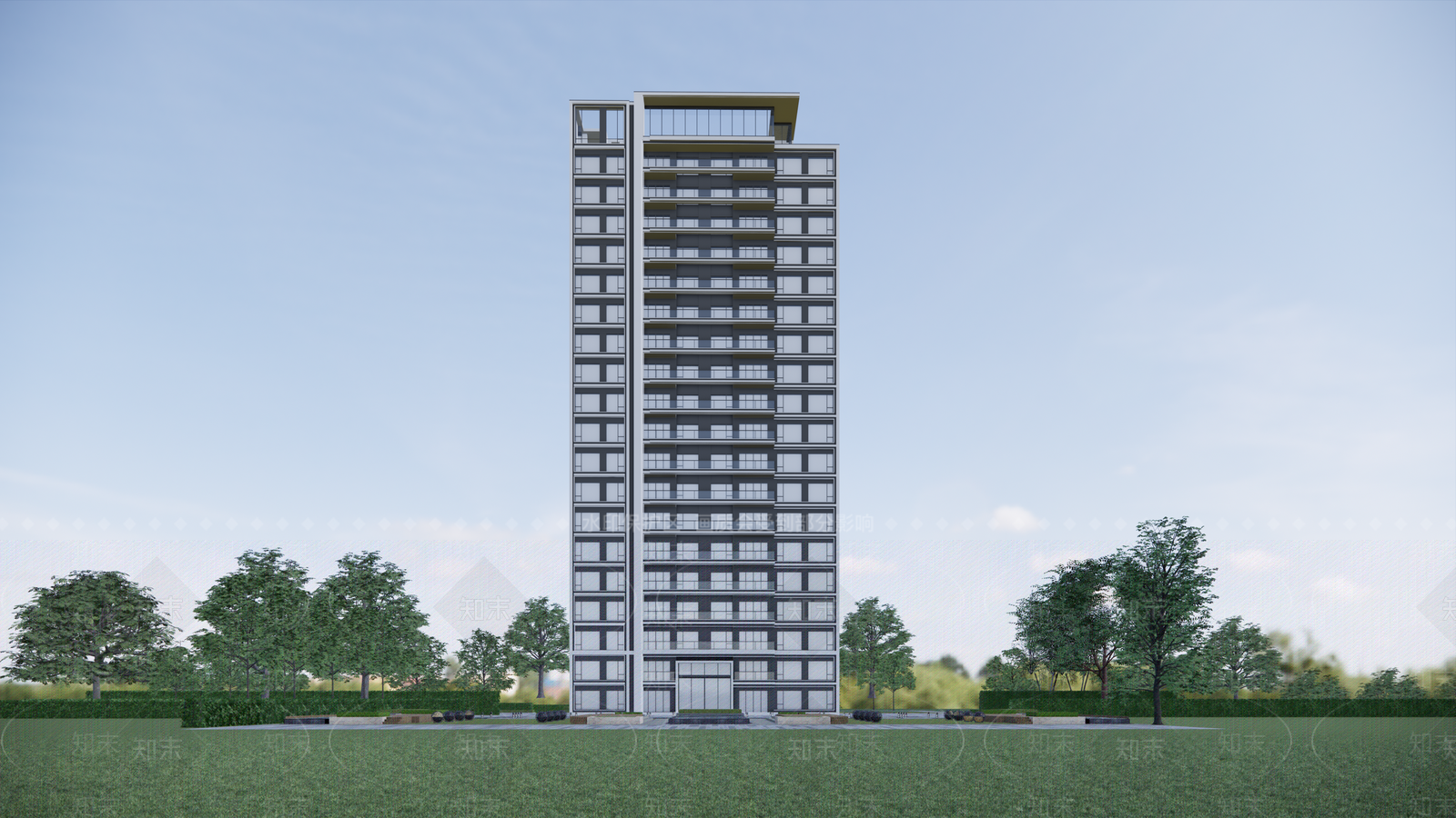 现代简约高层住宅SU模型下载【ID:1202718535】