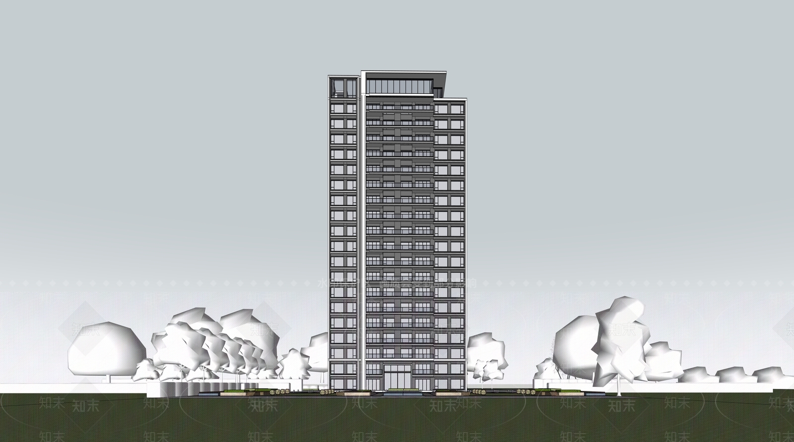 现代简约高层住宅SU模型下载【ID:1202718535】