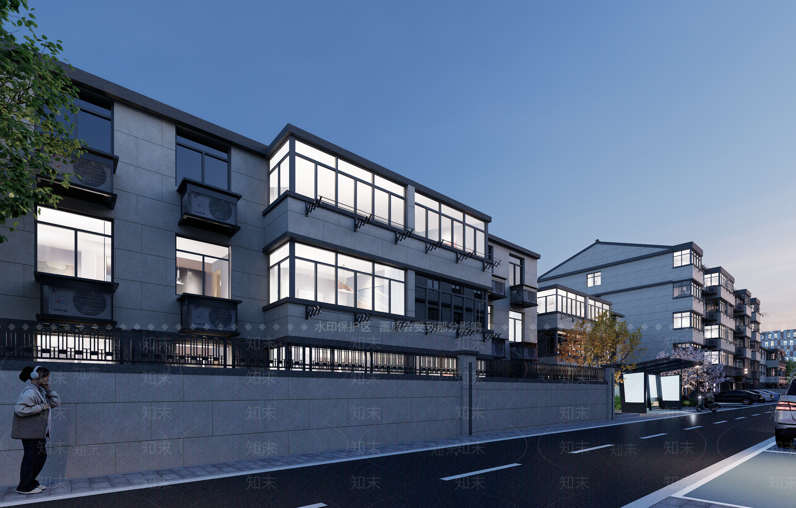 现代新中式小区建筑SU模型下载【ID:1202718802】