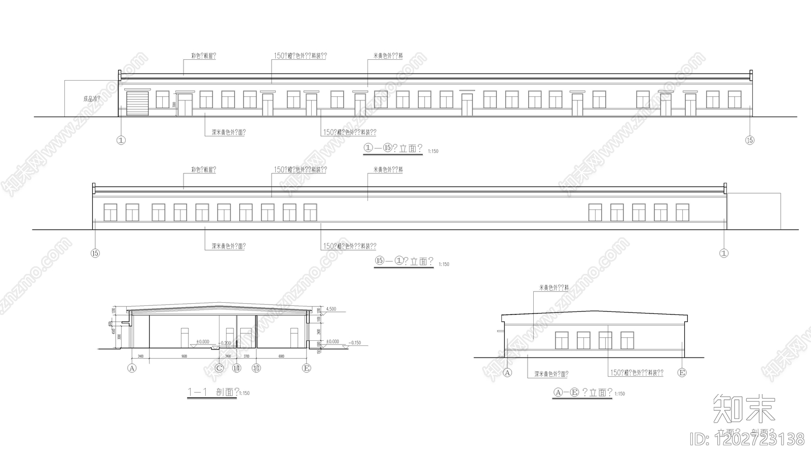 现代产业园建筑cad施工图下载【ID:1202723138】