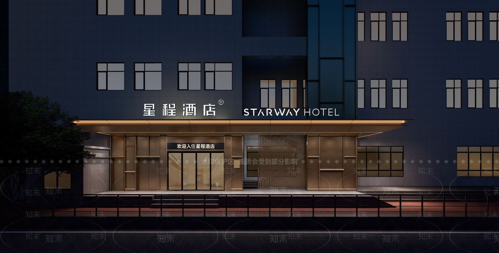 现代酒店建筑SU模型下载【ID:1202725393】