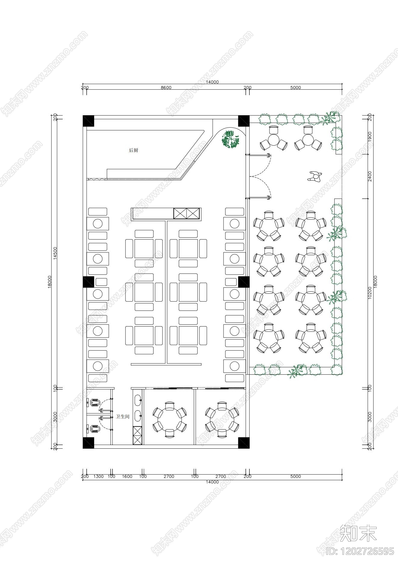 现代烧烤店cad施工图下载【ID:1202726595】