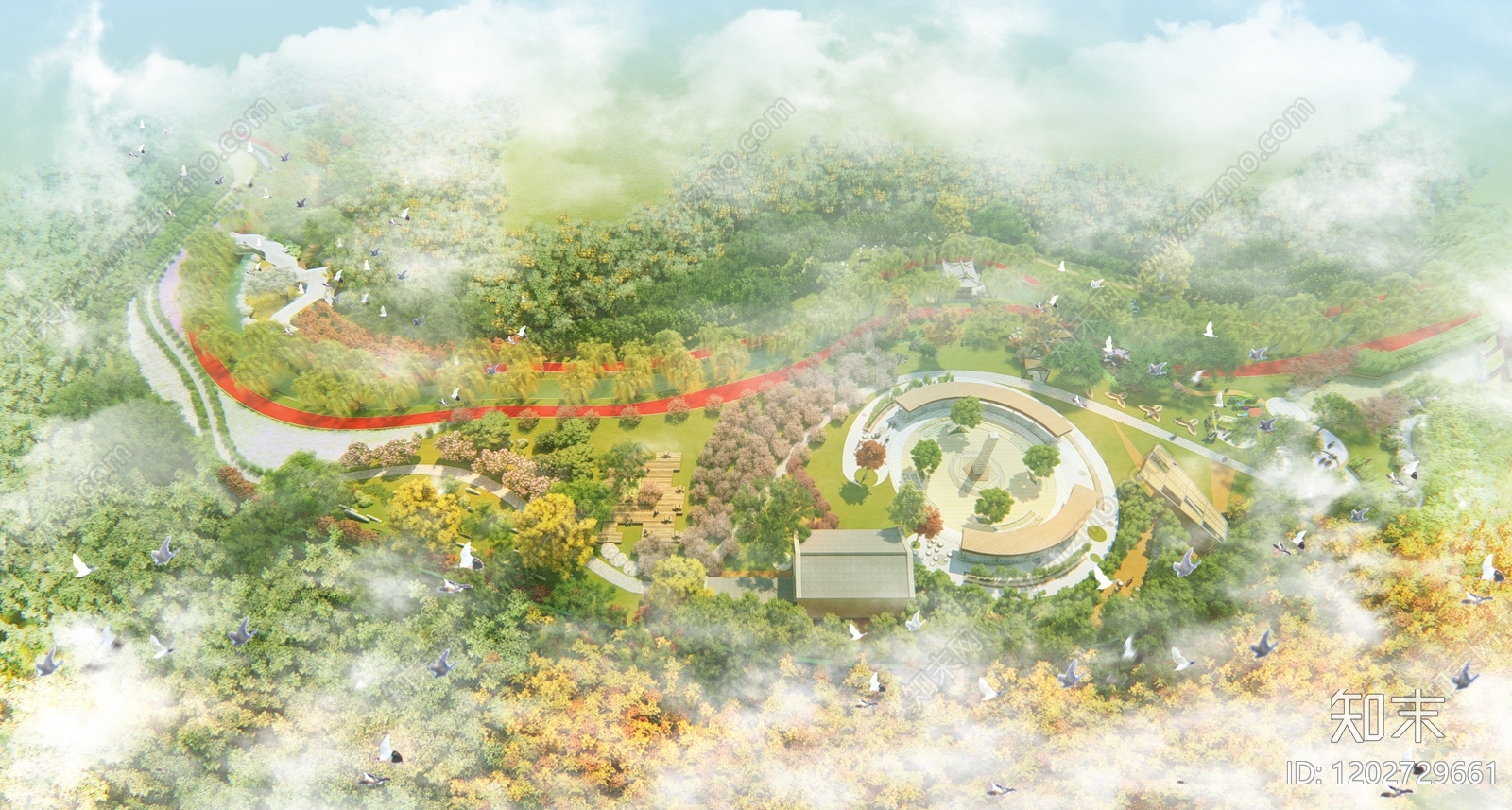 现代公园鸟瞰图下载【ID:1202729661】